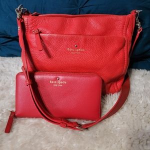 Kate spade crossbody and wallet Tomato red